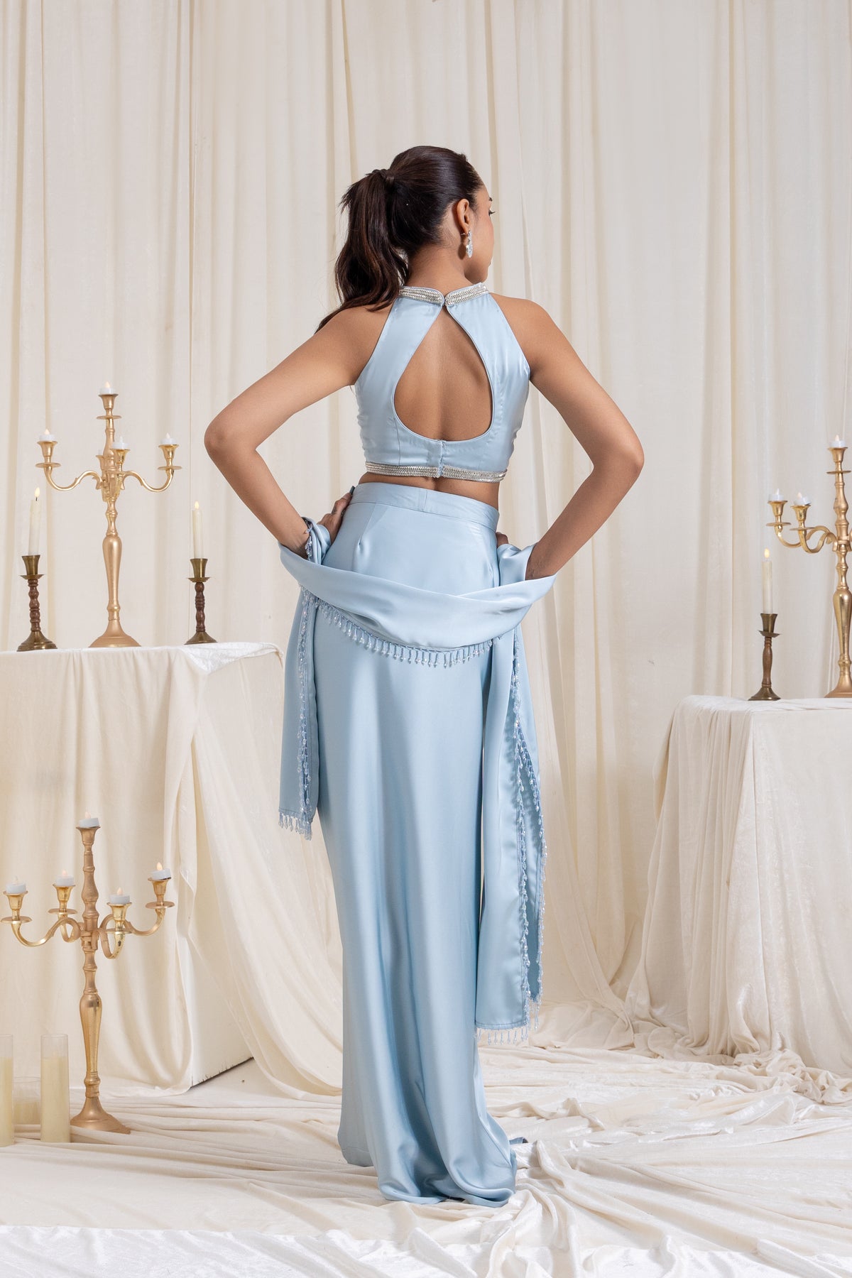 Noor Drape SkirtSet - Blue