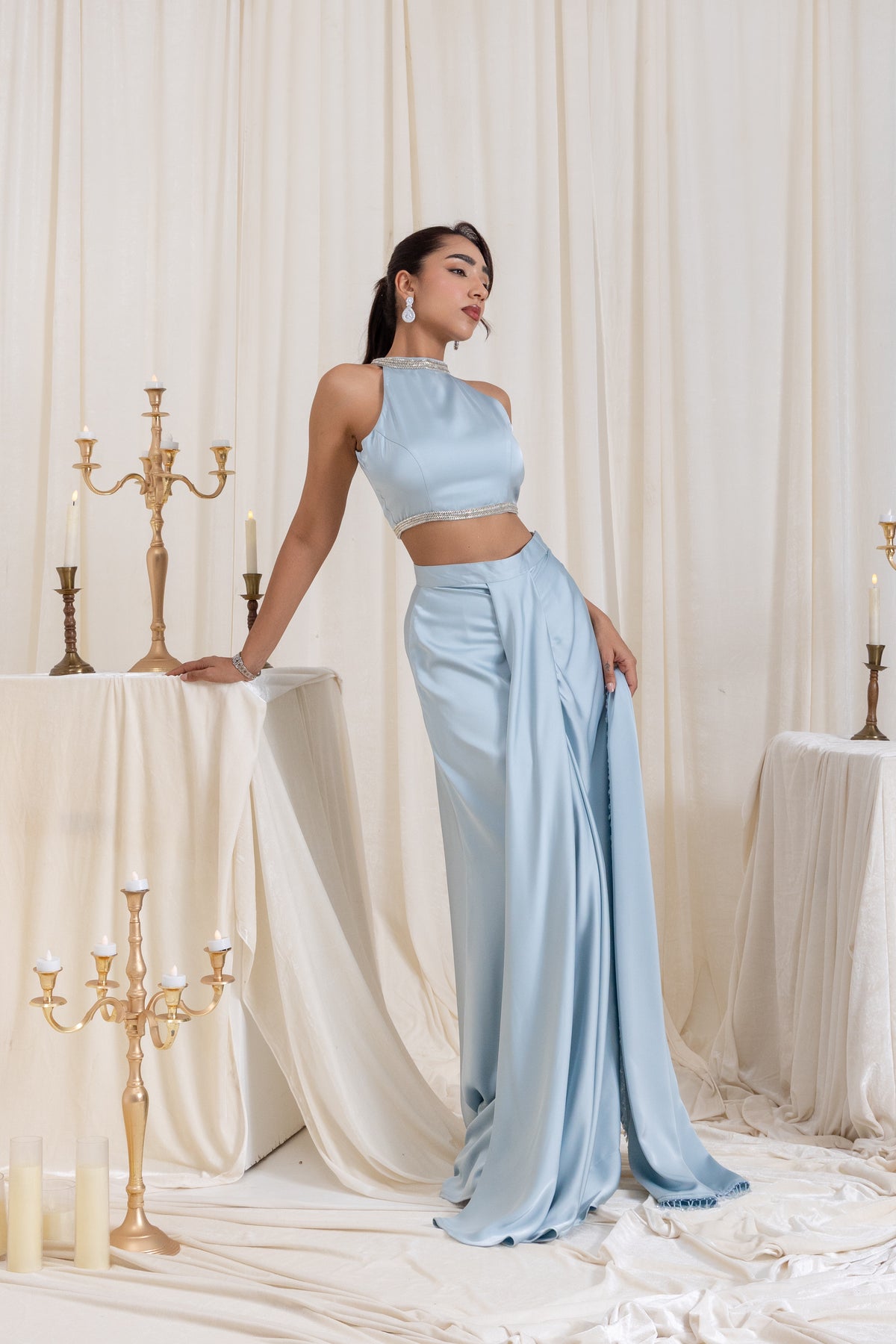 Noor Drape SkirtSet - Blue