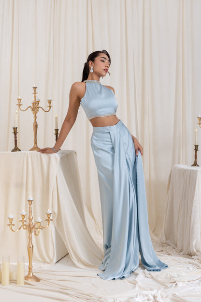 Noor Drape SkirtSet - Blue