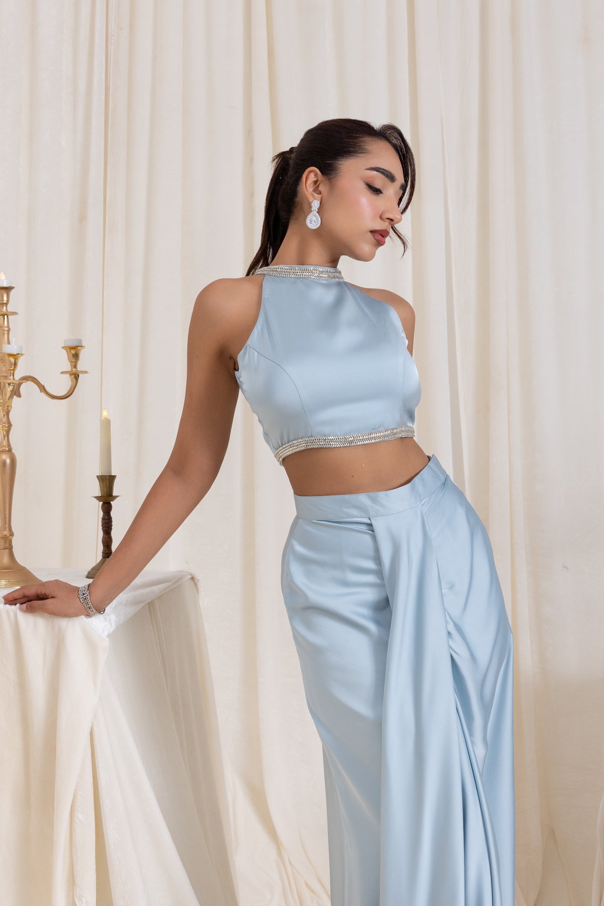Noor Drape SkirtSet - Blue