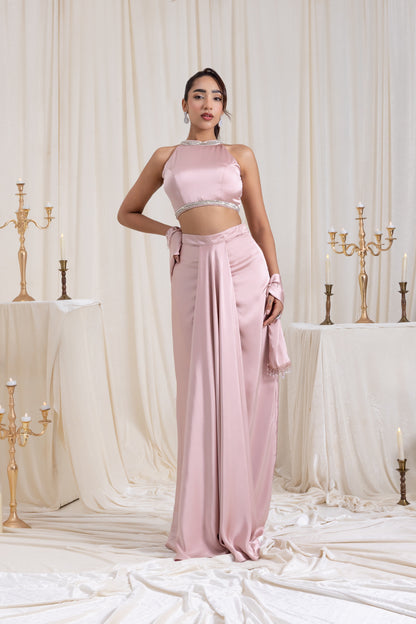 Noor Drape SkirtSet - Pink