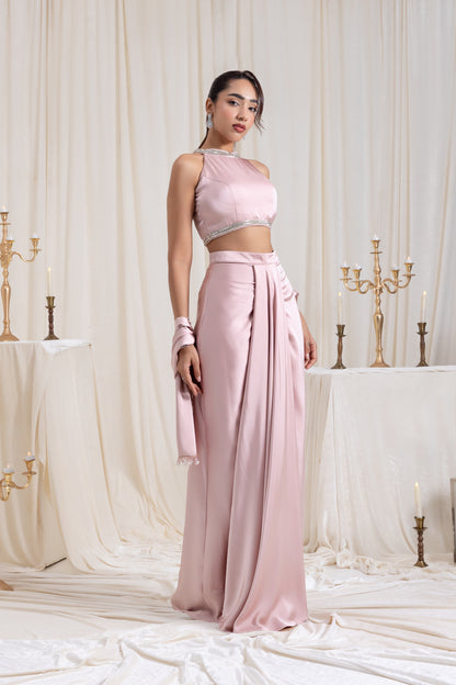 Noor Drape SkirtSet - Pink