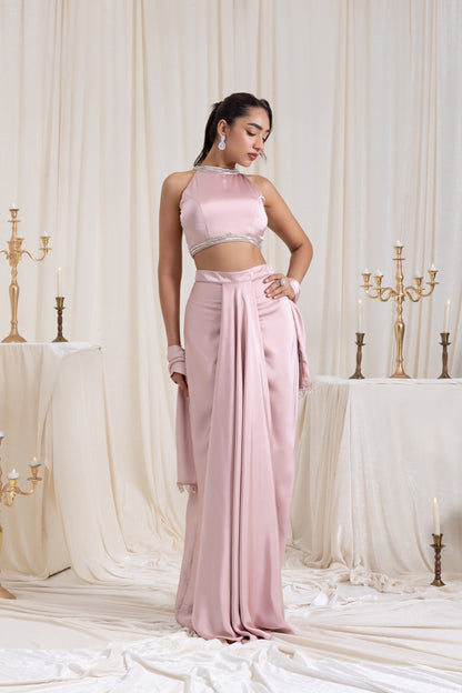 Noor Drape SkirtSet - Pink