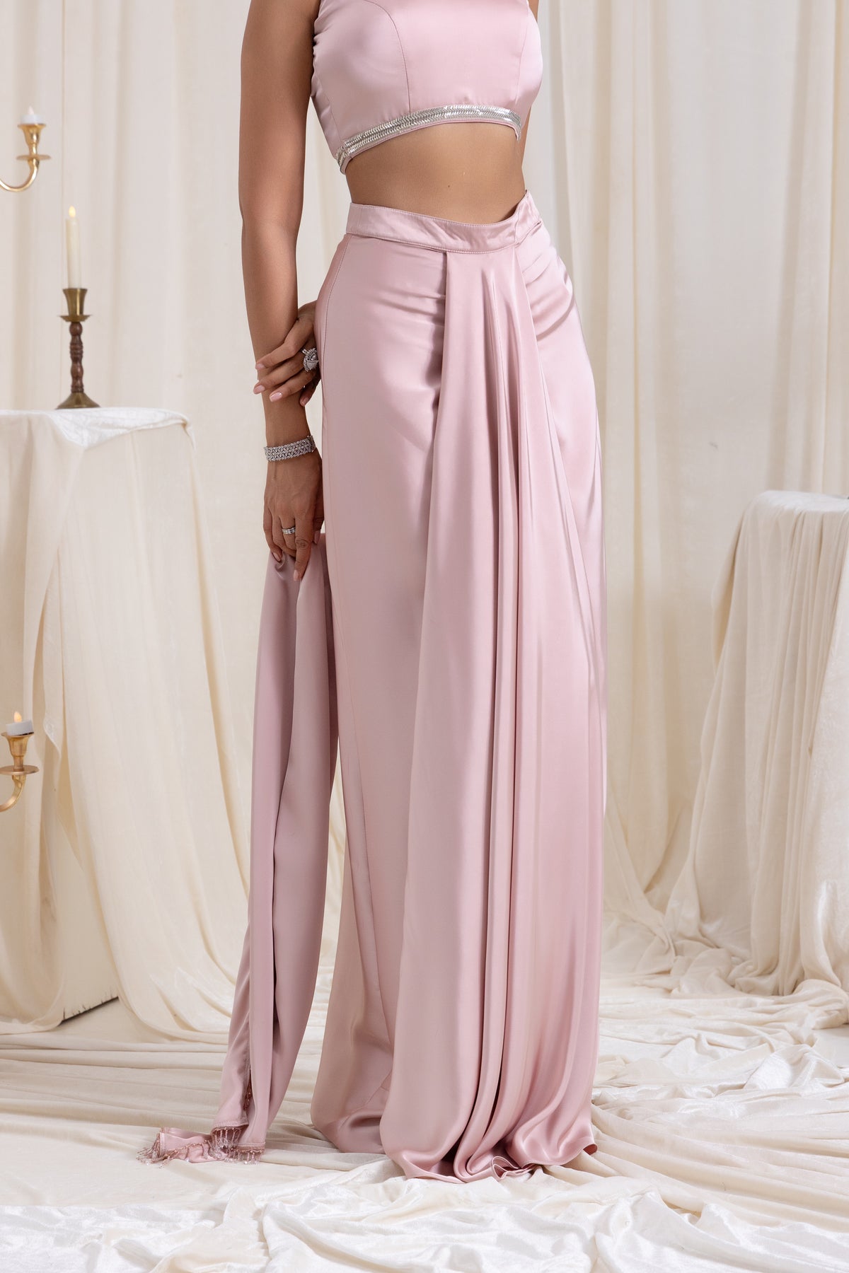 Noor Drape SkirtSet - Pink