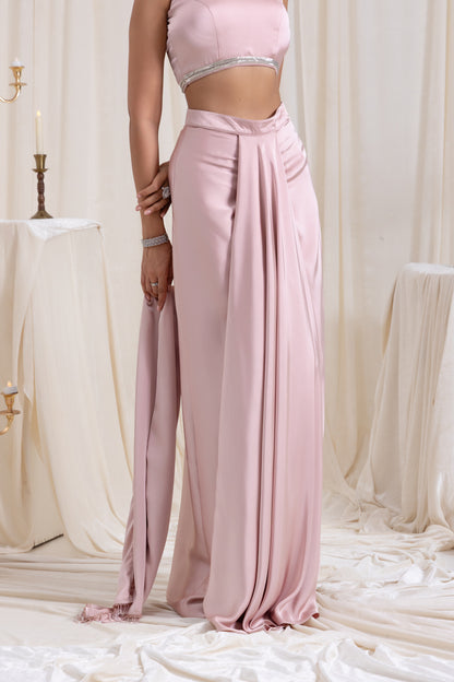 Noor Drape SkirtSet - Pink