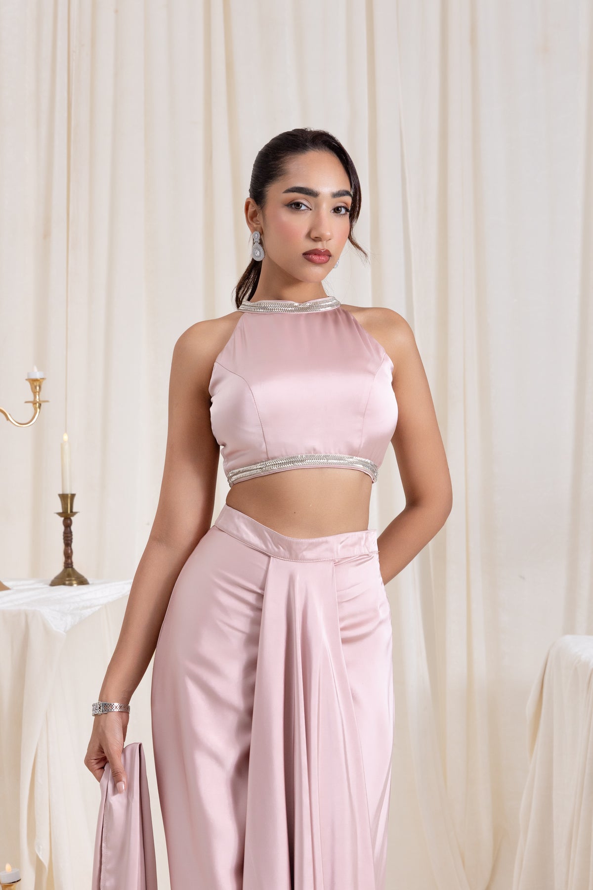 Noor Drape SkirtSet - Pink