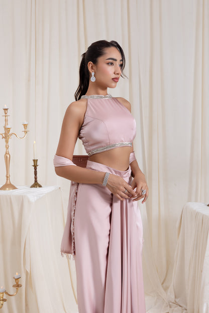 Noor Drape SkirtSet - Pink