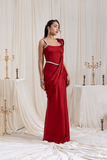 Mehr Corset SareeSet - Red