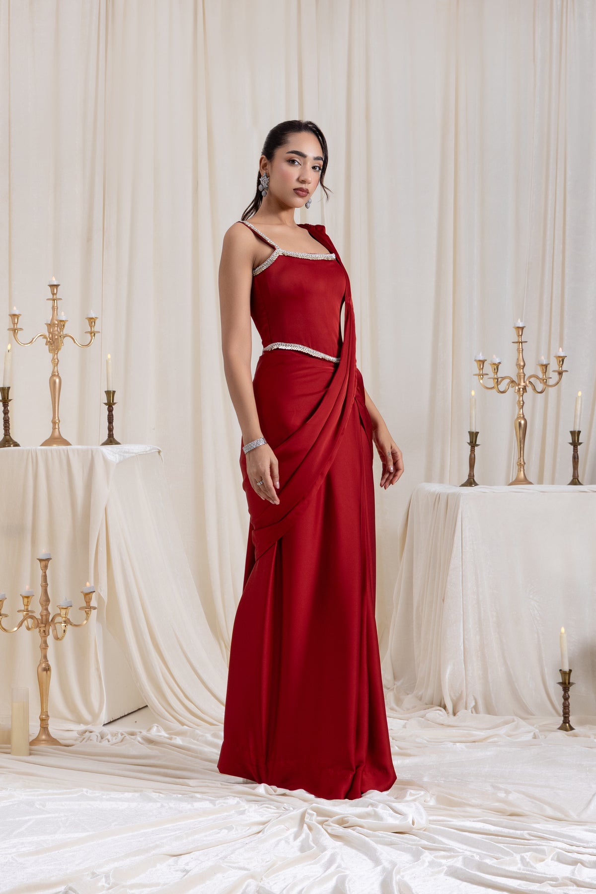 Mehr Corset SareeSet - Red