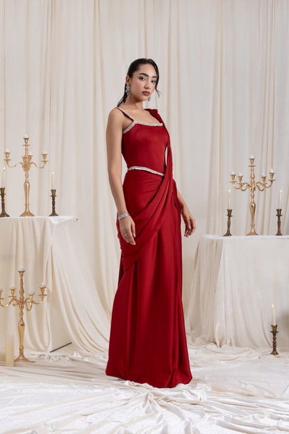 Mehr Corset SareeSet - Red