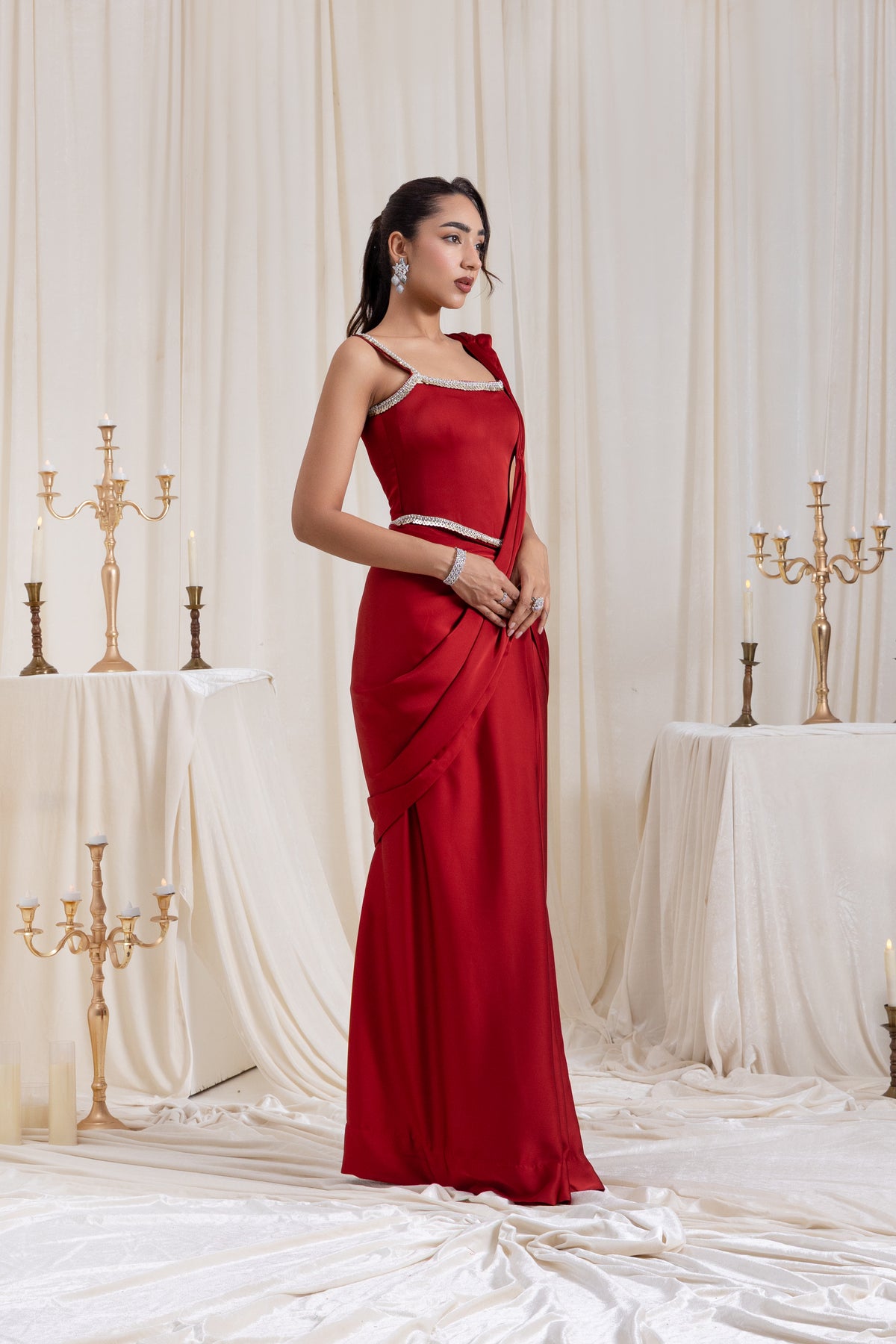 Mehr Corset SareeSet - Red