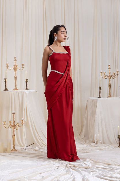 Mehr Corset SareeSet - Red