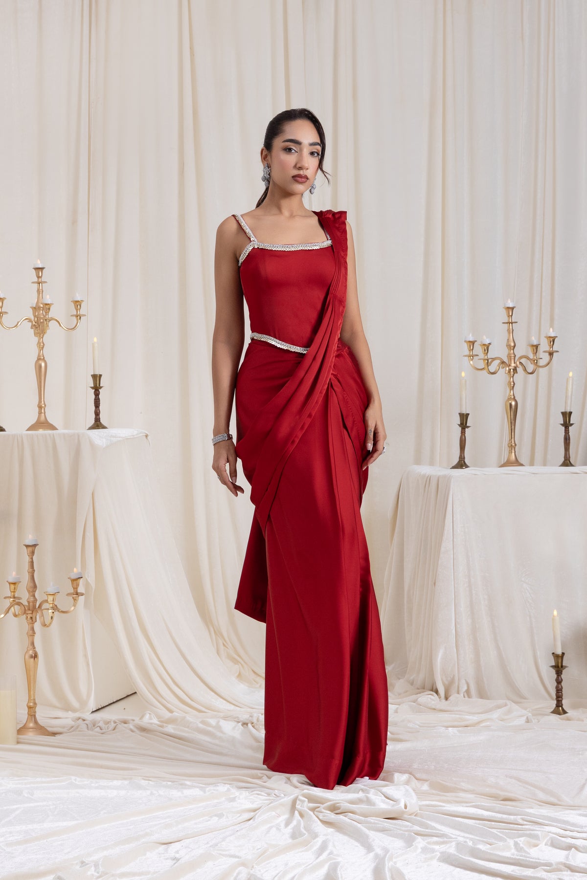 Mehr Corset SareeSet - Red
