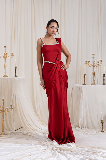 Mehr Corset SareeSet - Red