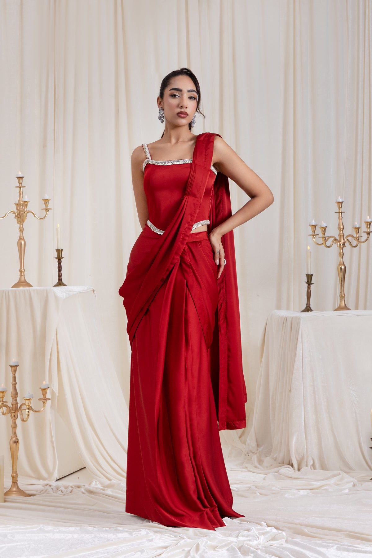Mehr Corset SareeSet - Red