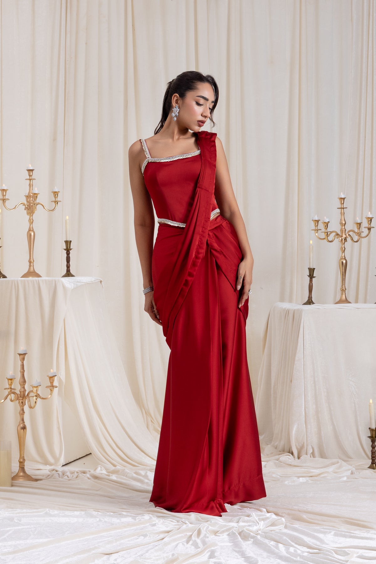Mehr Corset SareeSet - Red