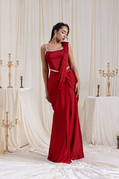 Mehr Corset SareeSet - Red