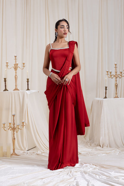 Mehr Corset SareeSet - Red