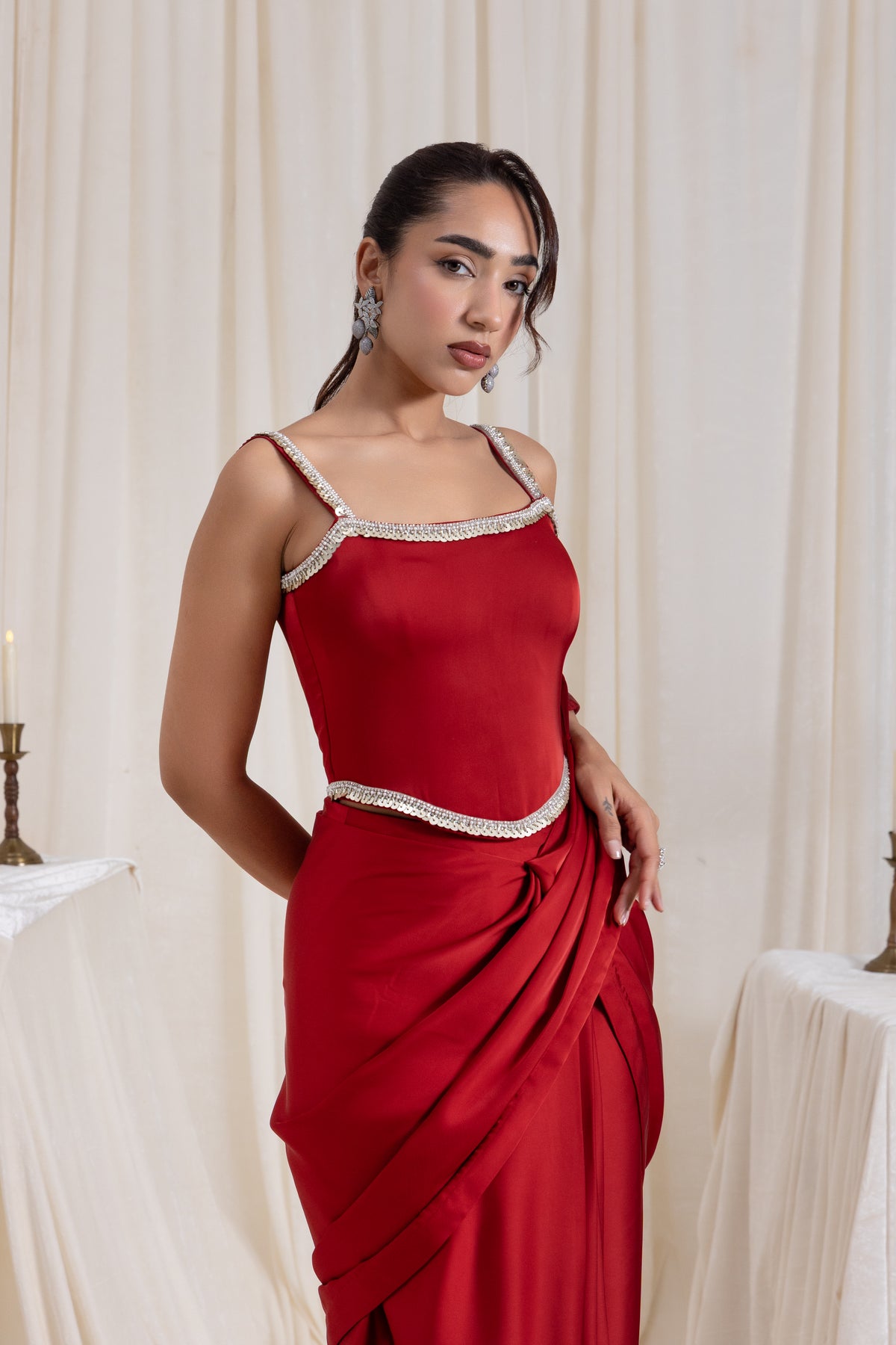 Mehr Corset SareeSet - Red