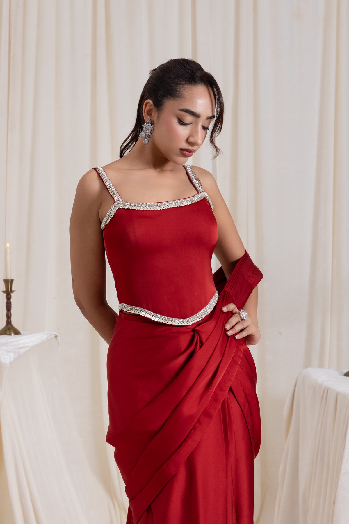 Mehr Corset SareeSet - Red