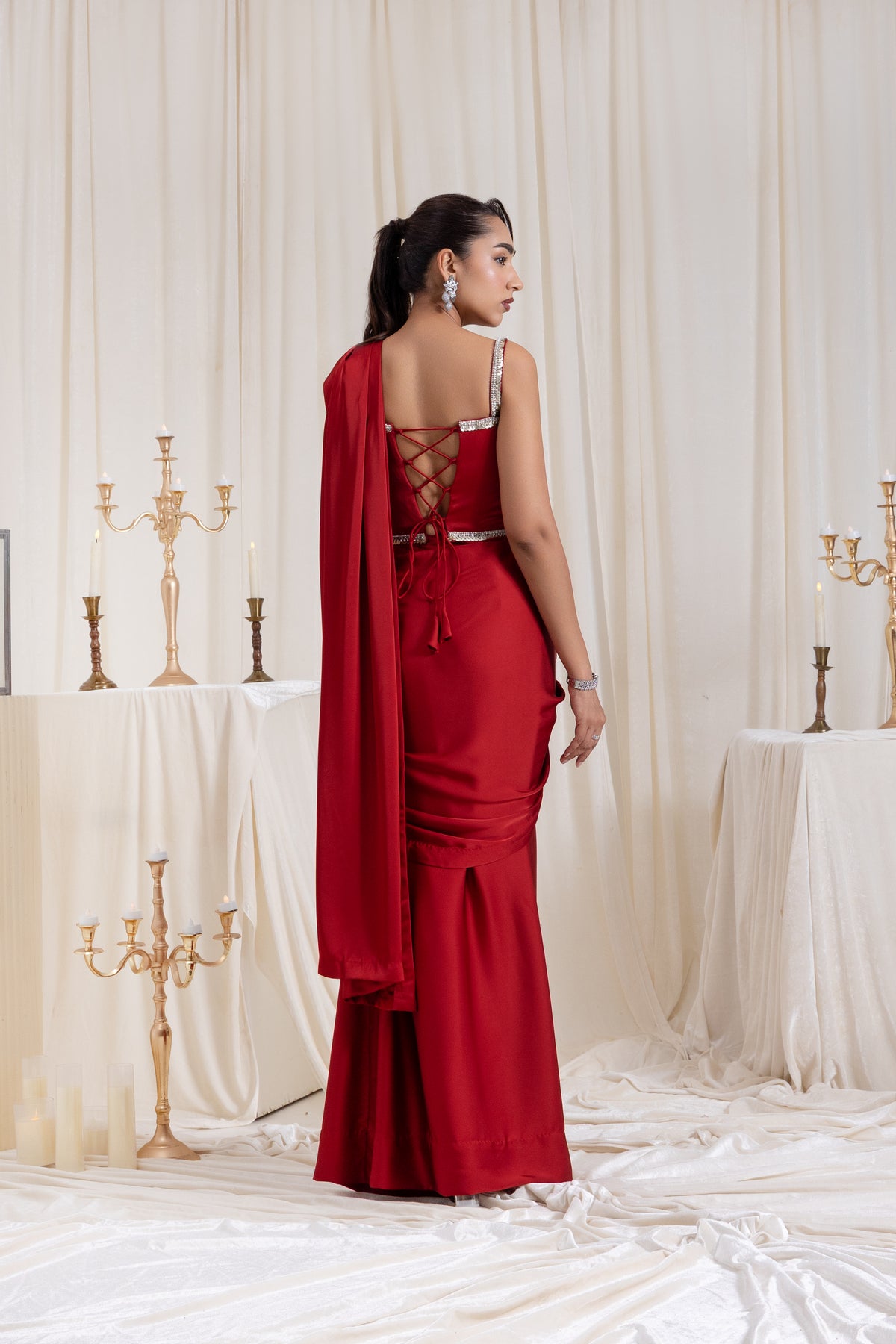 Mehr Corset SareeSet - Red