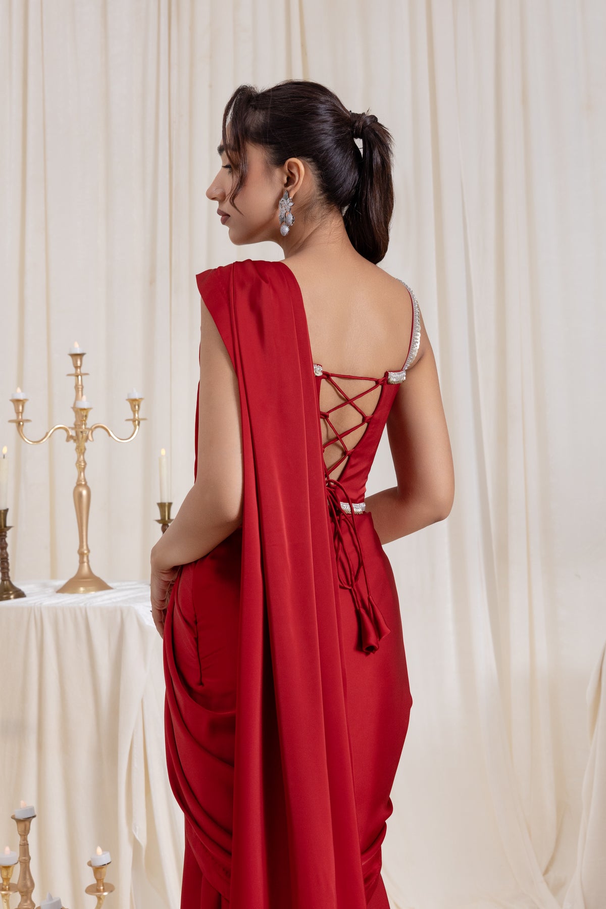 Mehr Corset SareeSet - Red
