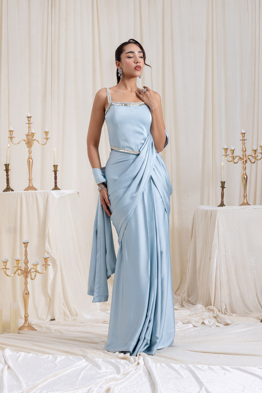 Mehr Corset SareeSet - Blue