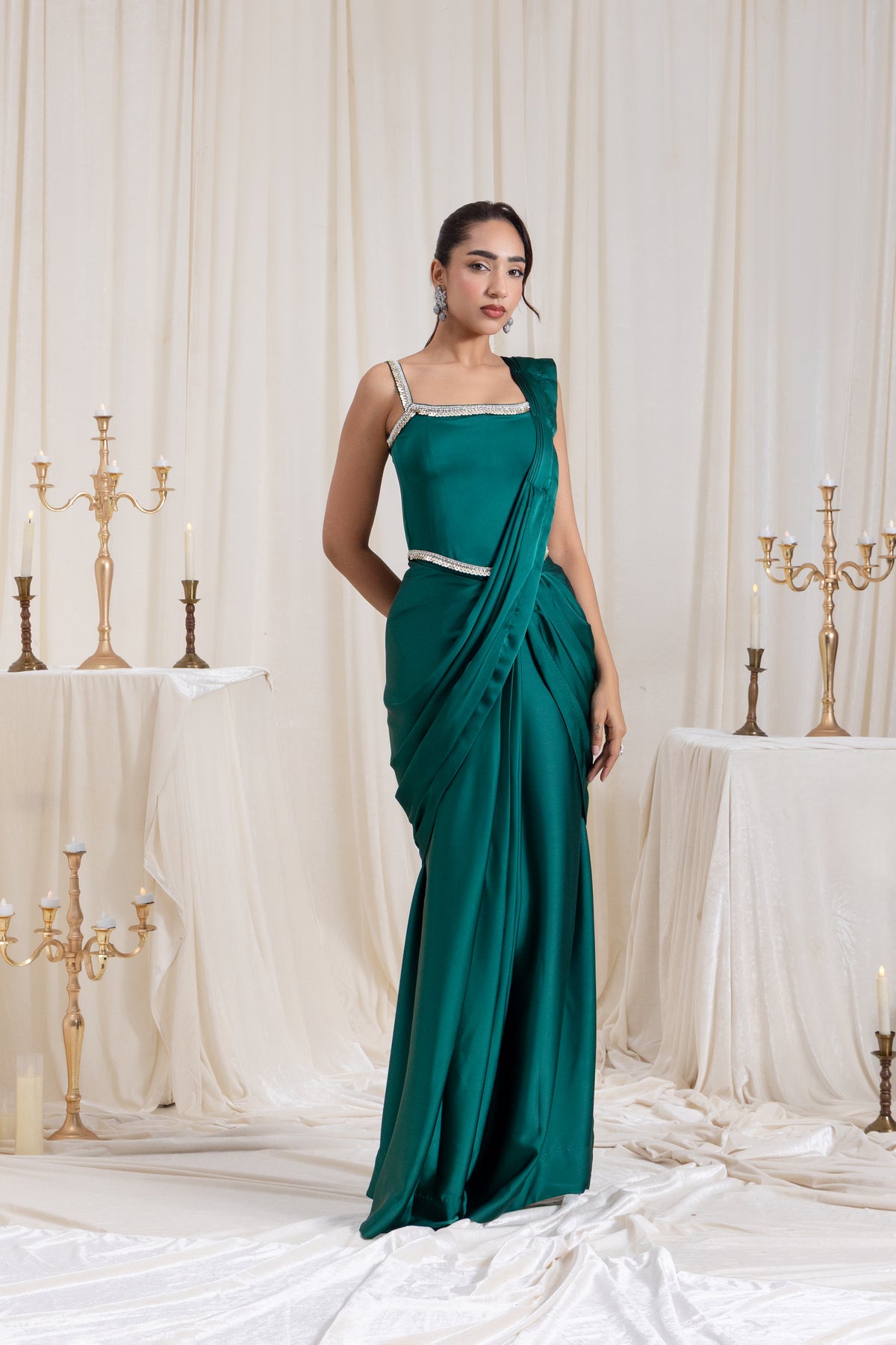 Mehr Corset SareeSet - Green