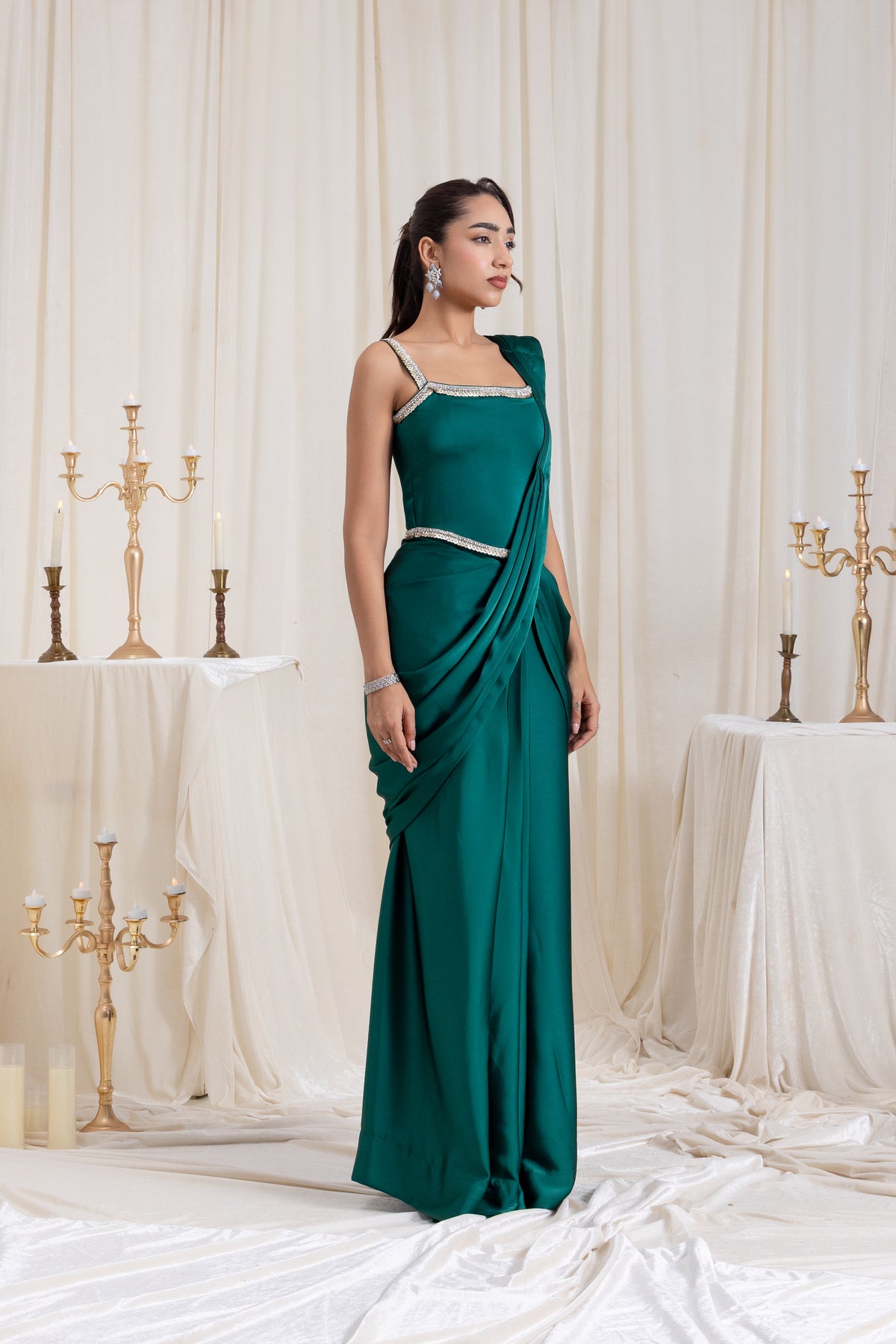 Mehr Corset SareeSet - Green