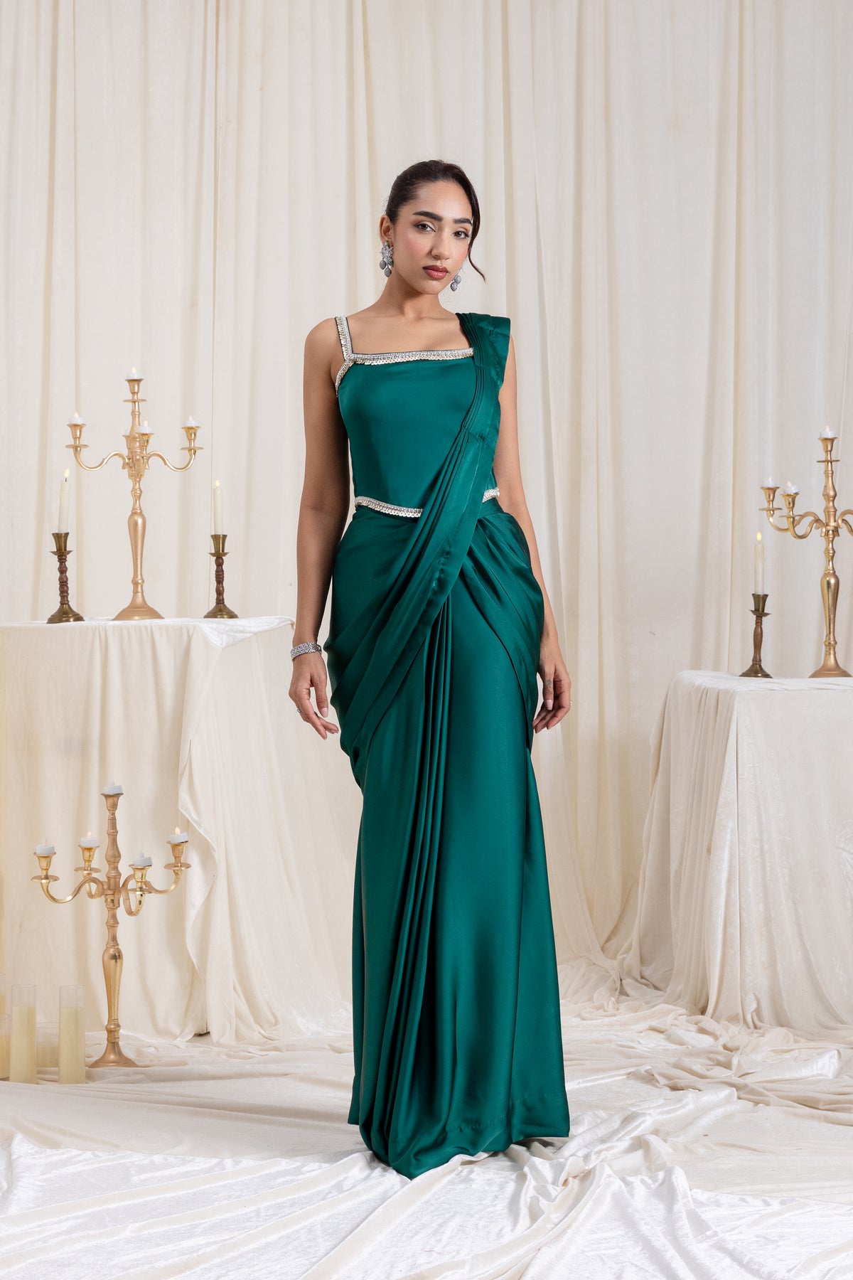 Mehr Corset SareeSet - Green