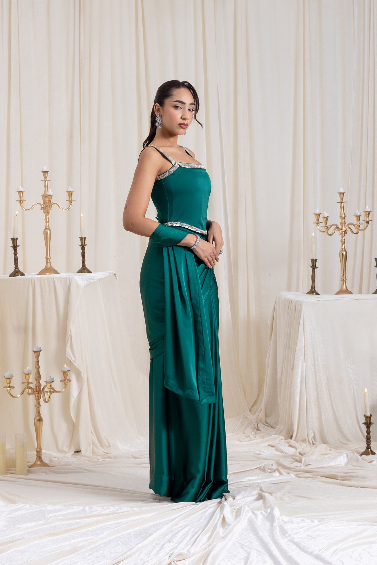 Mehr Corset SareeSet - Green