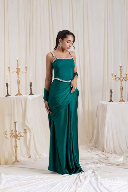 Mehr Corset SareeSet - Green