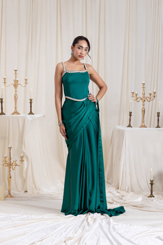 Mehr Corset SareeSet - Green
