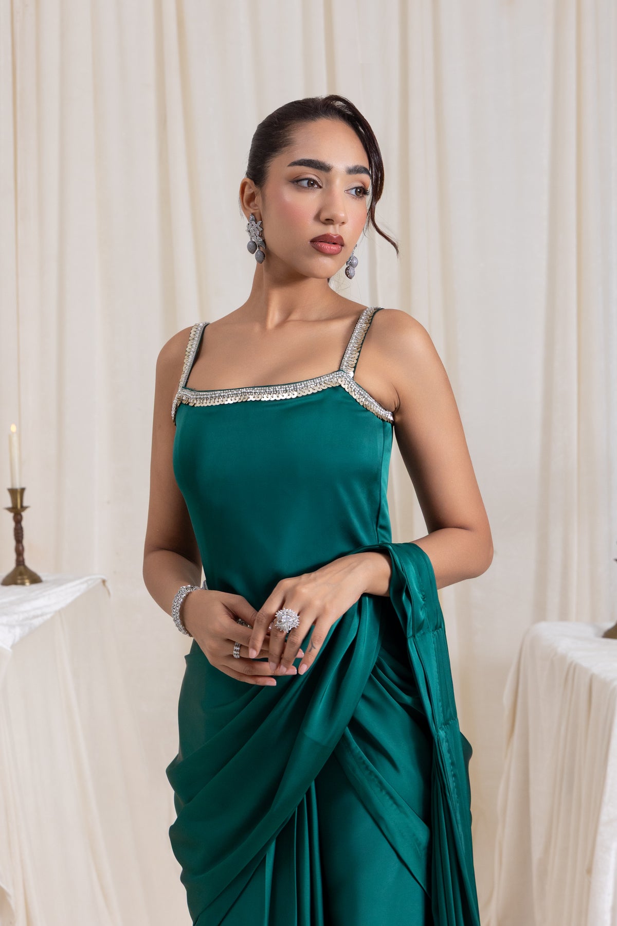 Mehr Corset SareeSet - Green