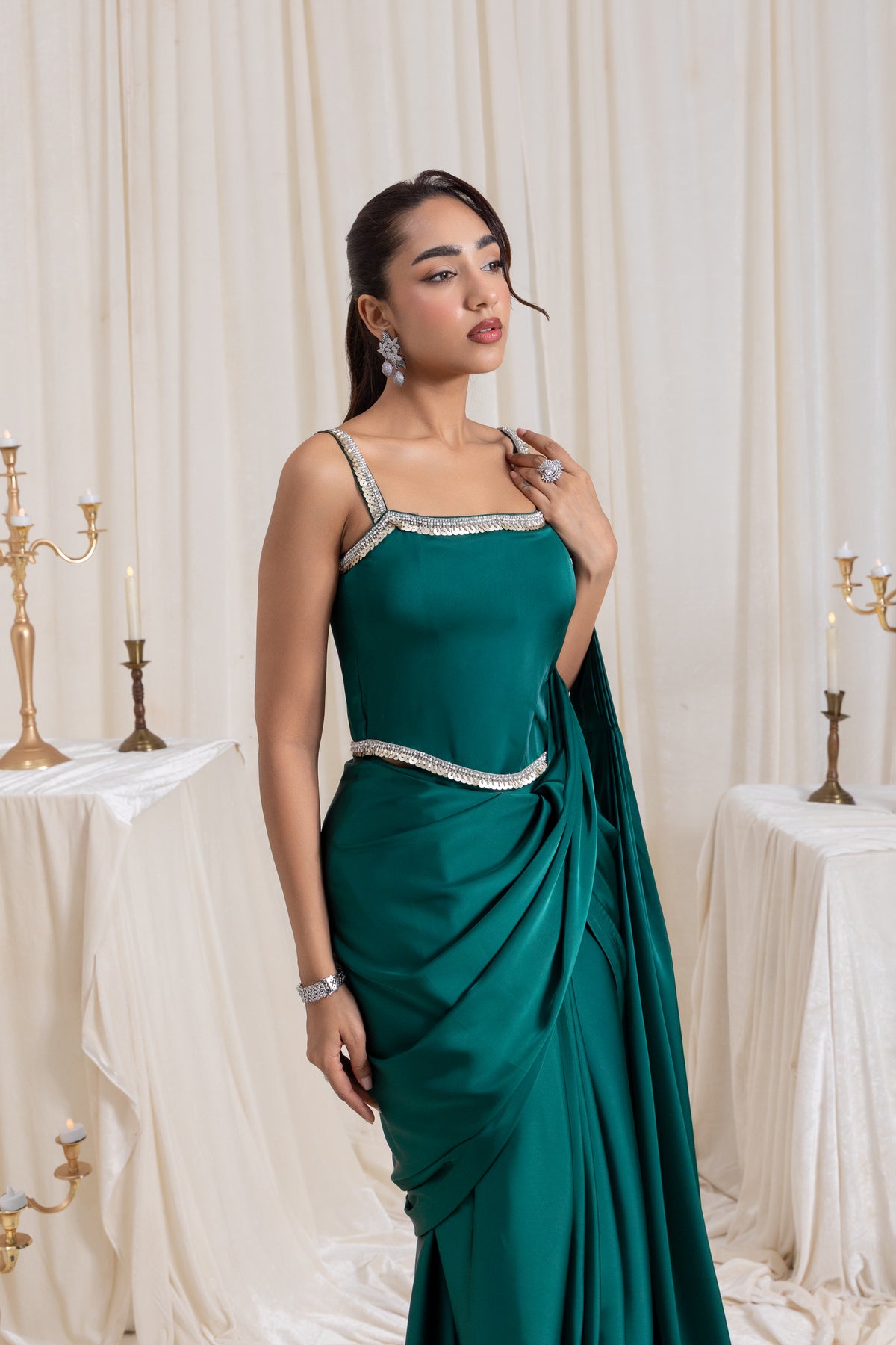 Mehr Corset SareeSet - Green