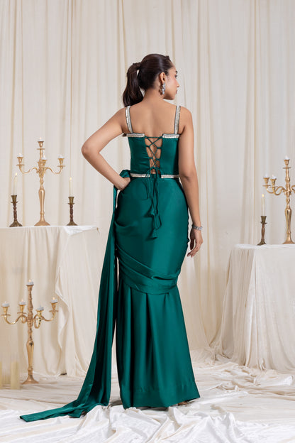 Mehr Corset SareeSet - Green