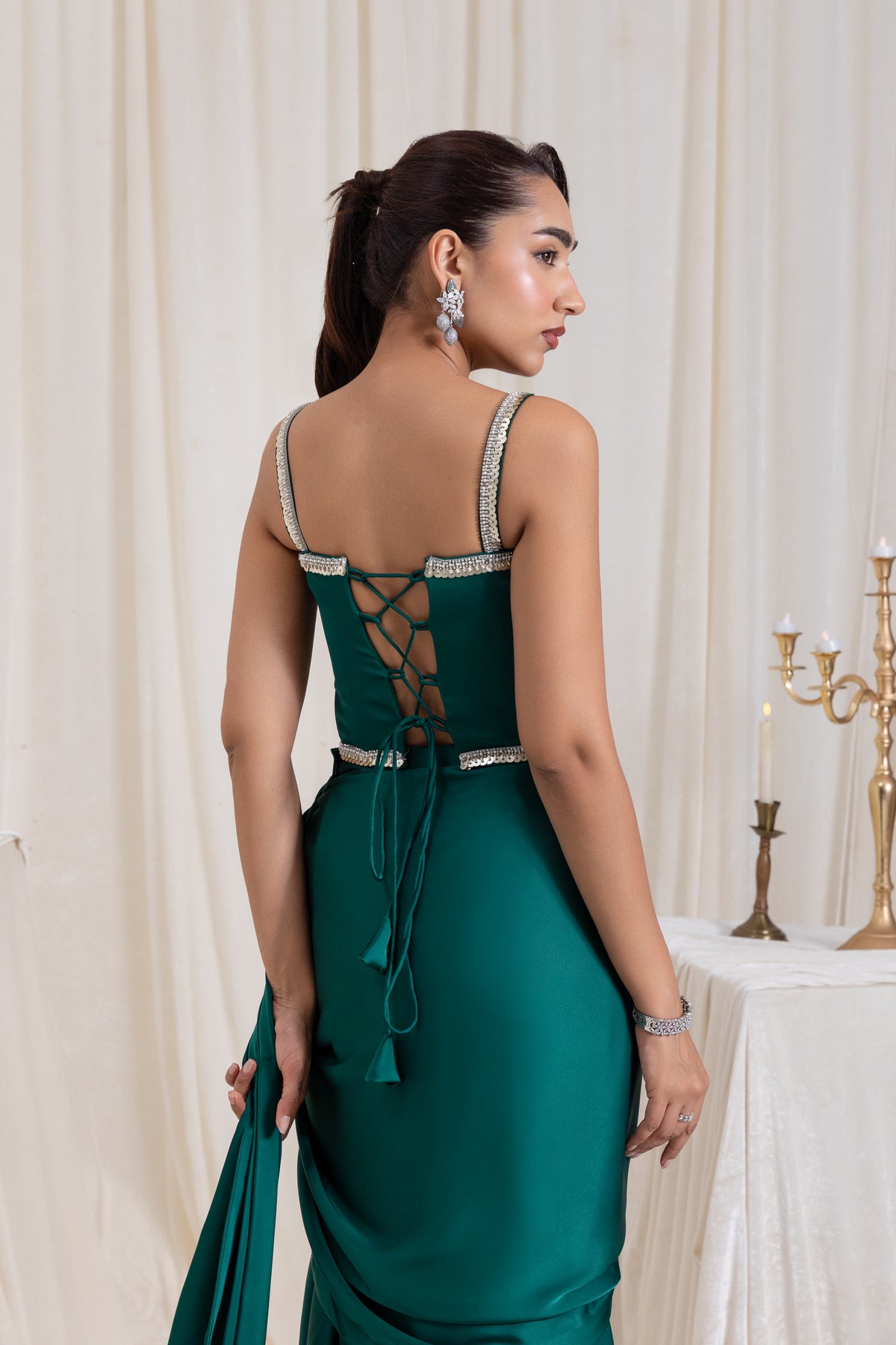 Mehr Corset SareeSet - Green