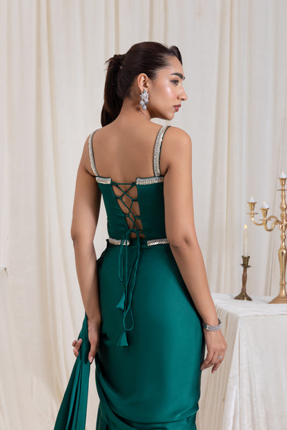 Mehr Corset SareeSet - Green