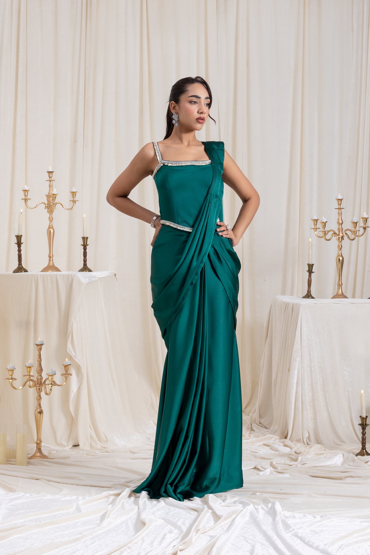 Mehr Corset SareeSet - Green