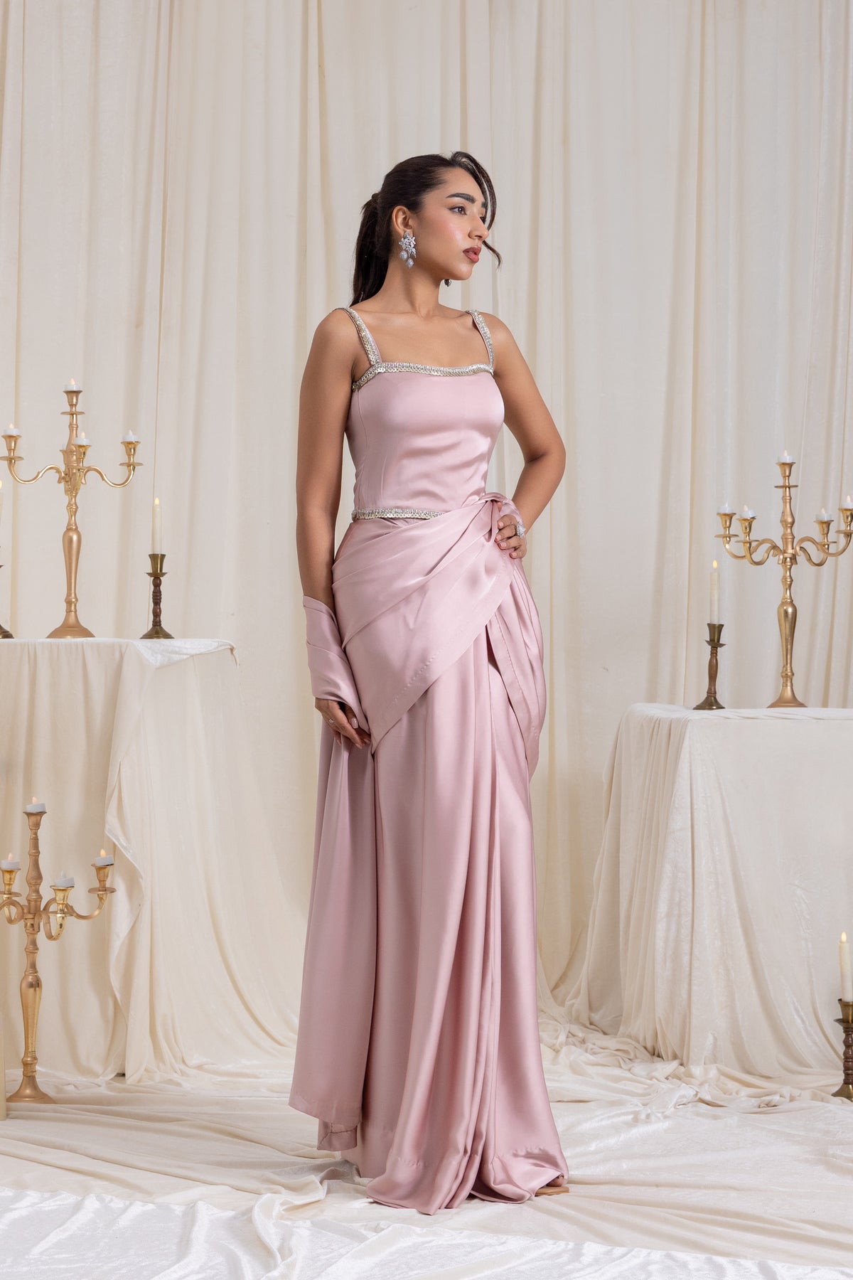 Mehr Corset SareeSet - Pink