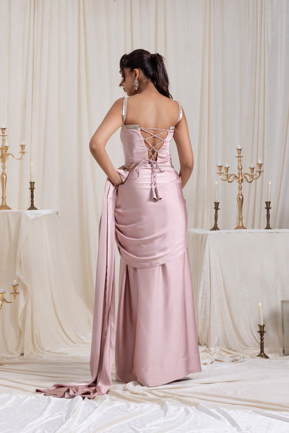 Mehr Corset SareeSet - Pink